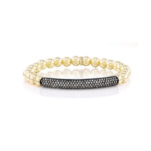 Black and Gold Diamond Bar Beaded Bracelet