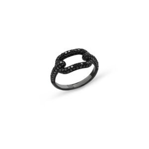 Curved Black Diamond Paperclip Ring